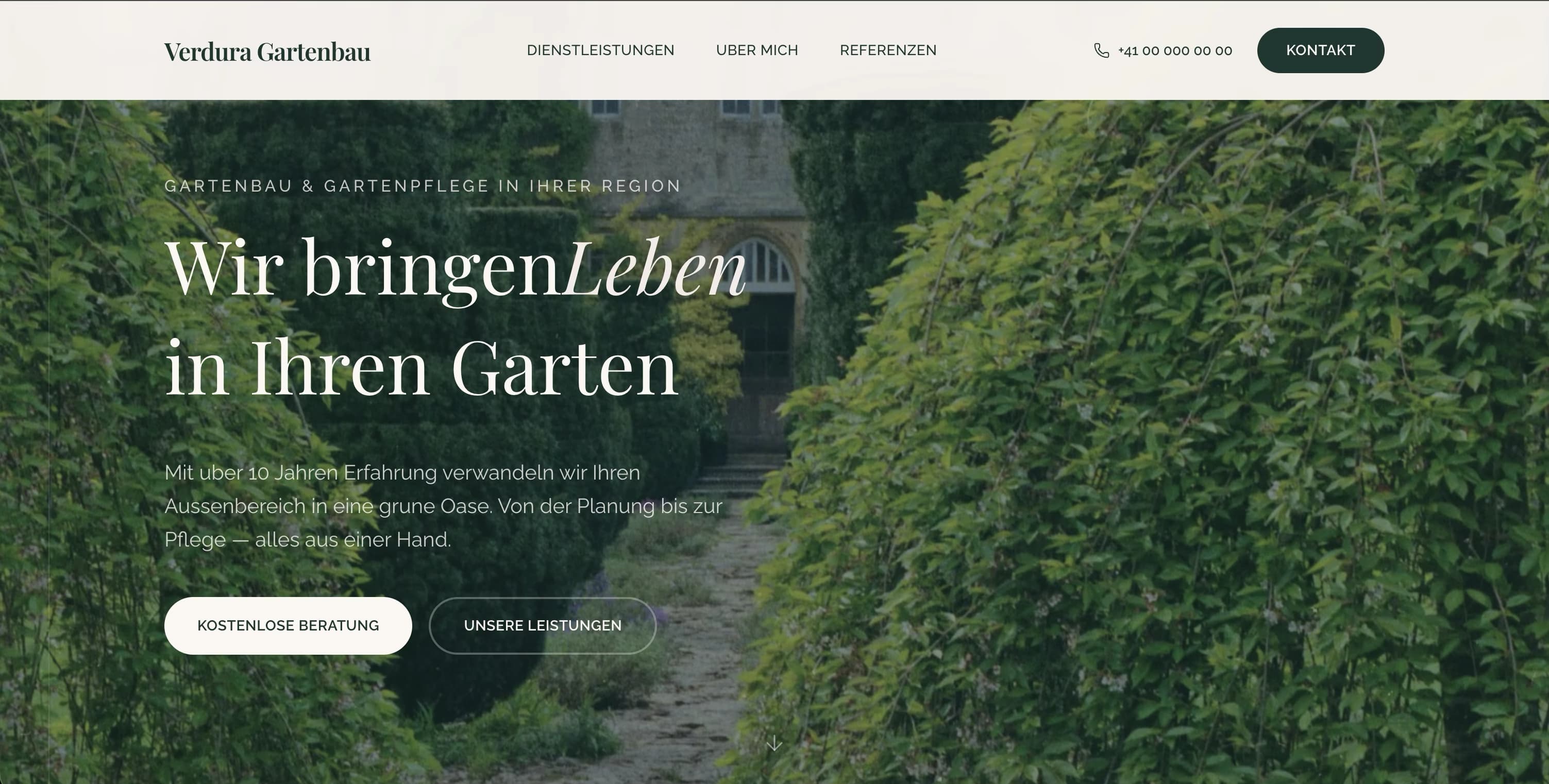 Website von Gartenbau aus Zürich, Webdesign, Showcase