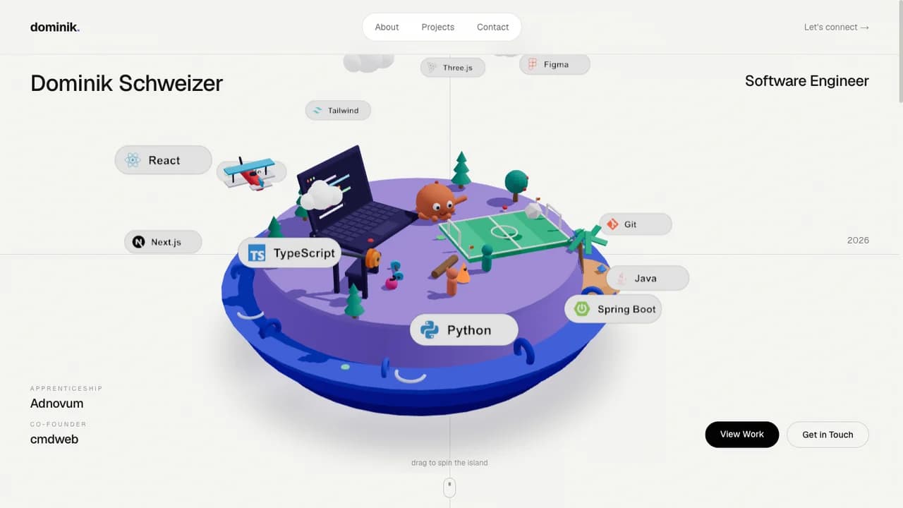 Startseite von schwe1zer.ch, Portfolio von Dominik Schweizer
